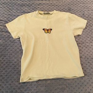 Brandy Melville Light Green Butterfly Top